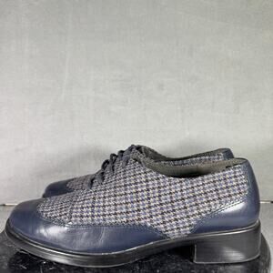 Aerosoles Accomplishment Oxford Black & Blue Plaid Pattern Women’s Size 7.5M US